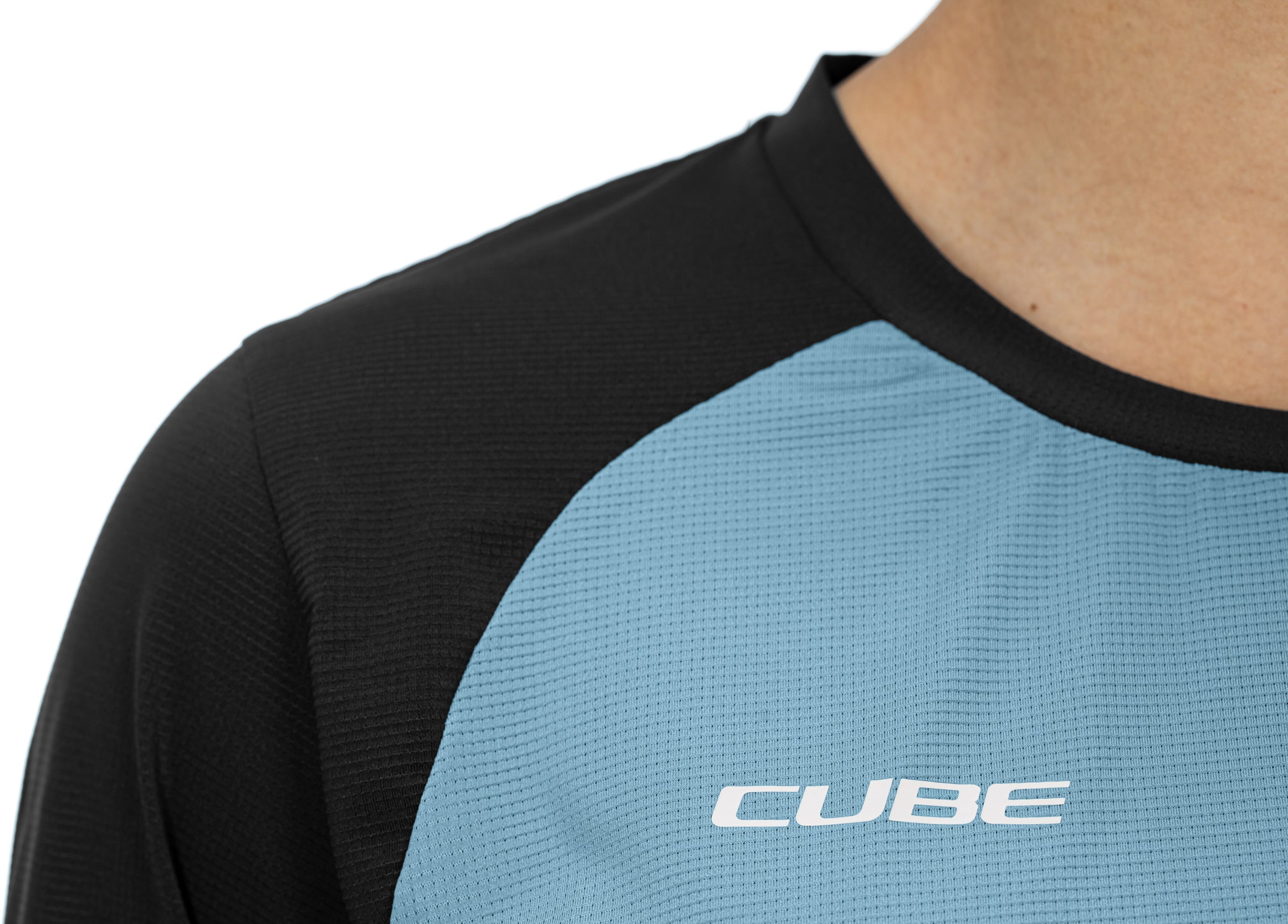 CUBE ATX WS Rundhalstrikot langarm blue´n´black