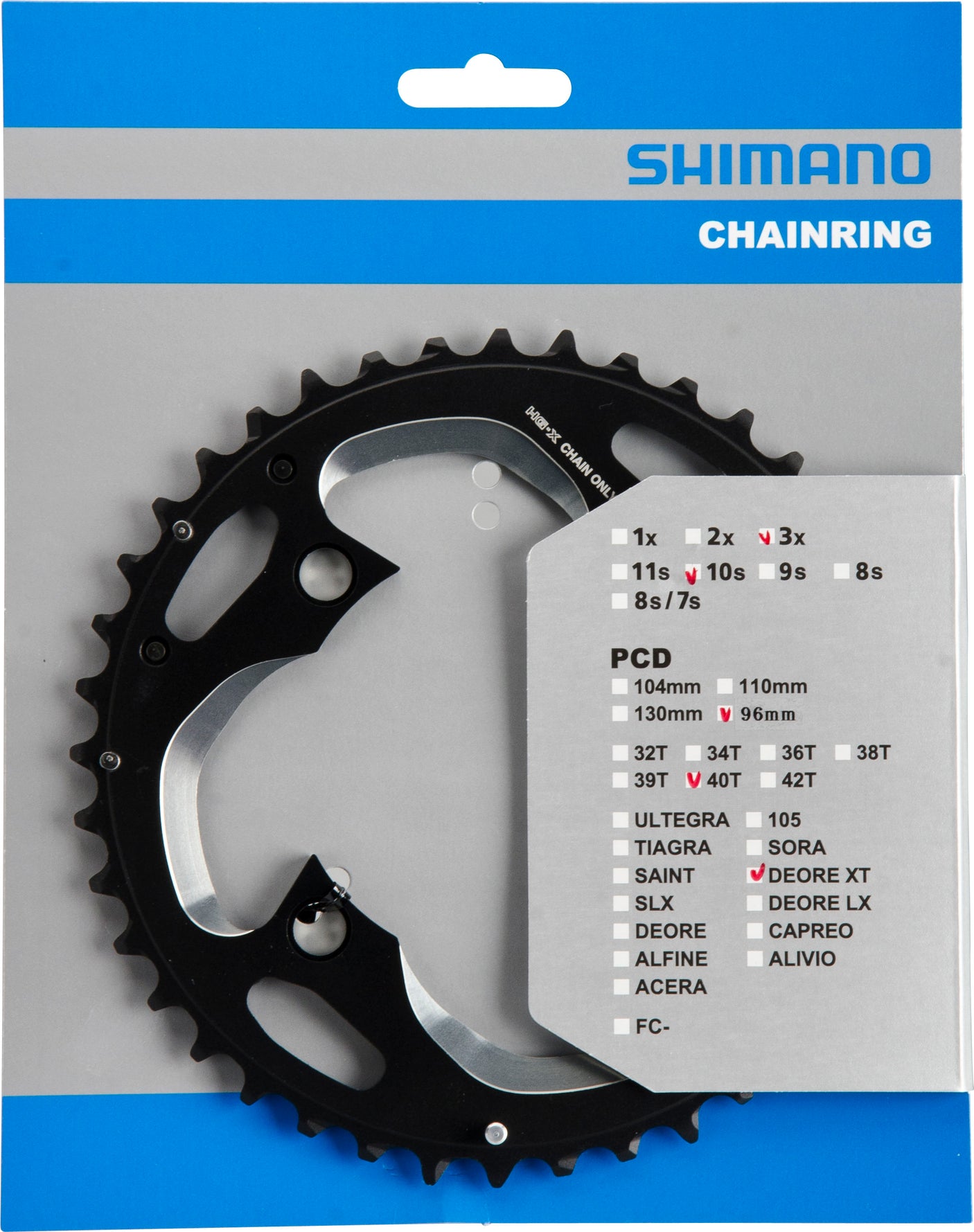 Shimano Deore XT FC-M782 Kettenblatt 96 BCD schwarz