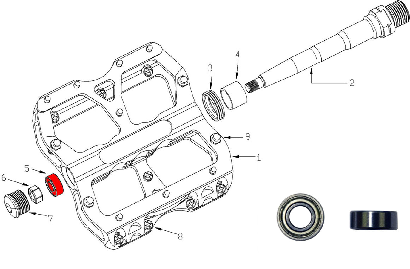 Reverse Bearing für Escape Pedal 2-tlg