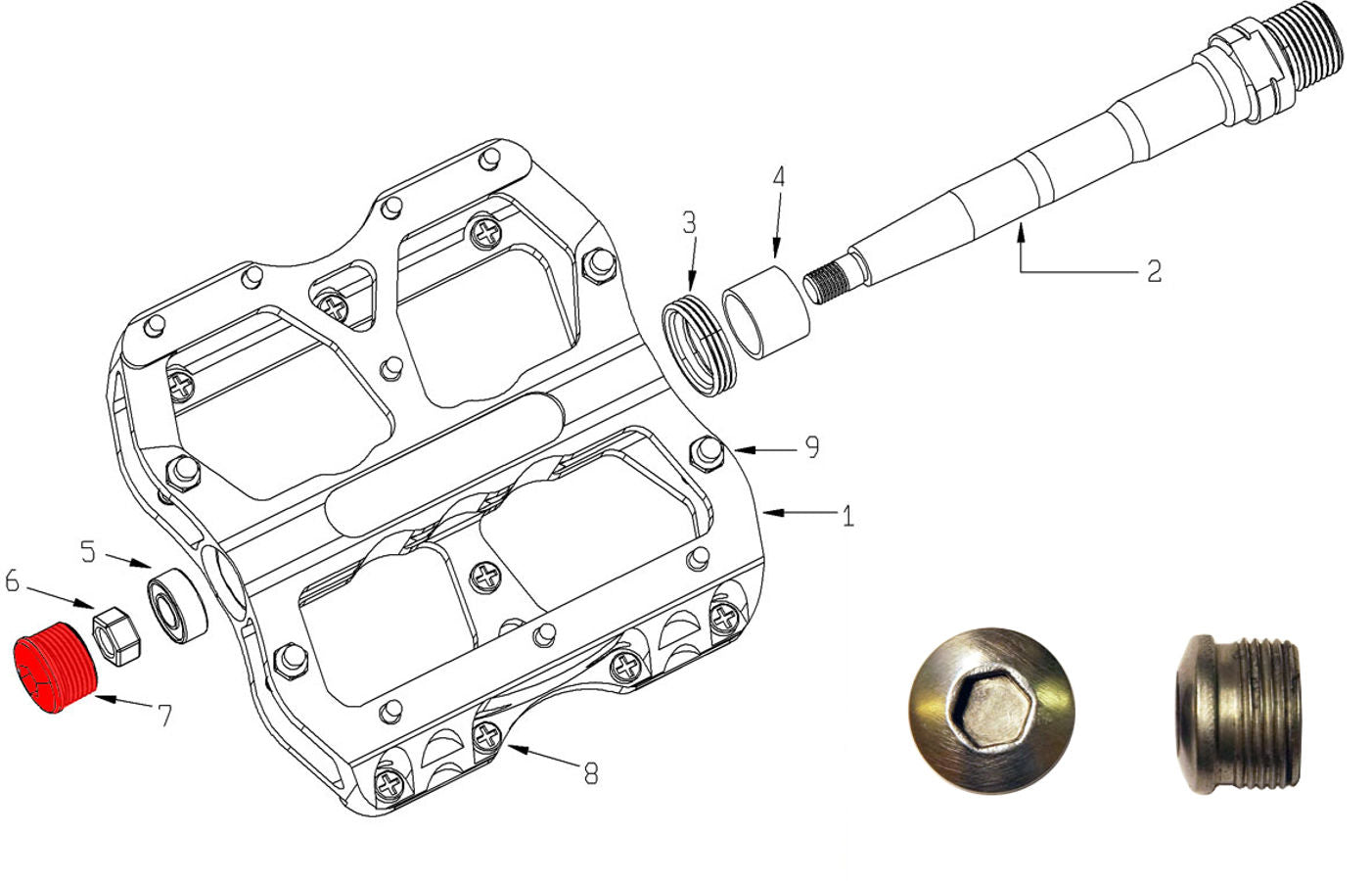 Reverse Achsendkappe für Escape Pedal