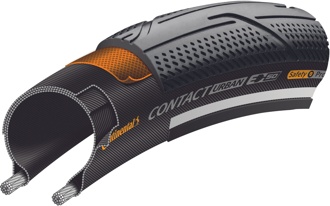 Continental Contact Urban Drahtreifen 26x2.20" Reflex E-50 SafetyPro schwarz